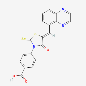 molecular formula C19H11N3O3S2 B15107934 4-[(5Z)-4-oxo-5-(quinoxalin-5-ylmethylidene)-2-thioxo-1,3-thiazolidin-3-yl]benzoic acid 