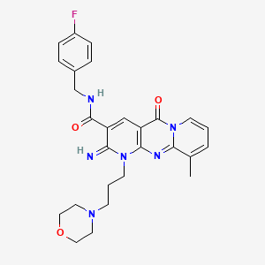 N-[(4-fluorophenyl)methyl]-6-imino-11-methyl-7-(3-morpholin-4-ylpropyl)-2-oxo-1,7,9-triazatricyclo[8.4.0.03,8]tetradeca-3(8),4,9,11,13-pentaene-5-carboxamide