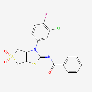 N-[(2Z)-3-(3-chloro-4-fluorophenyl)-5,5-dioxidotetrahydrothieno[3,4-d][1,3]thiazol-2(3H)-ylidene]benzamide