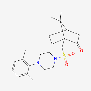 molecular formula C22H32N2O3S B15108020 1-({[4-(2,6-Dimethylphenyl)piperazin-1-yl]sulfonyl}methyl)-7,7-dimethylbicyclo[2.2.1]heptan-2-one 