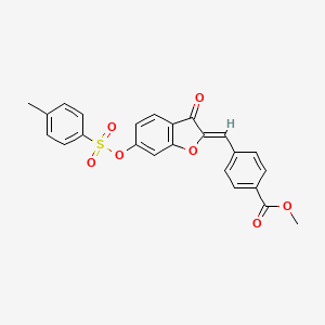 molecular formula C24H18O7S B15108057 Methyl 4-({6-[(4-methylphenyl)sulfonyloxy]-3-oxobenzo[d]furan-2-ylidene}methyl)benzoate 