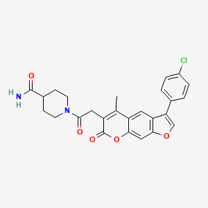 molecular formula C26H23ClN2O5 B15108058 1-{[3-(4-chlorophenyl)-5-methyl-7-oxo-7H-furo[3,2-g]chromen-6-yl]acetyl}piperidine-4-carboxamide 