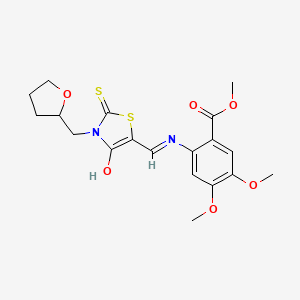 molecular formula C19H22N2O6S2 B15108075 methyl 4,5-dimethoxy-2-({(Z)-[4-oxo-3-(tetrahydrofuran-2-ylmethyl)-2-thioxo-1,3-thiazolidin-5-ylidene]methyl}amino)benzoate 