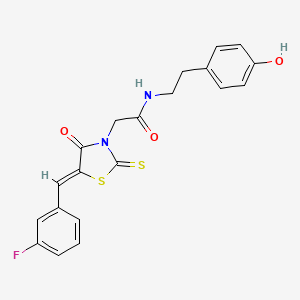 2-[(5Z)-5-(3-fluorobenzylidene)-4-oxo-2-thioxo-1,3-thiazolidin-3-yl]-N-[2-(4-hydroxyphenyl)ethyl]acetamide