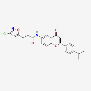 3-(3-chloro-1,2-oxazol-5-yl)-N-{4-oxo-2-[4-(propan-2-yl)phenyl]-4H-chromen-6-yl}propanamide