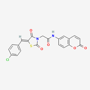 molecular formula C21H13ClN2O5S B15108151 2-[(5Z)-5-(4-chlorobenzylidene)-2,4-dioxo-1,3-thiazolidin-3-yl]-N-(2-oxo-2H-chromen-6-yl)acetamide 