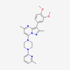 molecular formula C26H30N6O2 B15108155 1-[3-(3,4-Dimethoxyphenyl)-2,5-dimethylpyrazolo[1,5-a]pyrimidin-7-yl]-4-(6-methylpyridin-2-yl)piperazine 