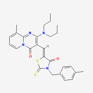 2-(dipropylamino)-9-methyl-3-{(Z)-[3-(4-methylbenzyl)-4-oxo-2-thioxo-1,3-thiazolidin-5-ylidene]methyl}-4H-pyrido[1,2-a]pyrimidin-4-one