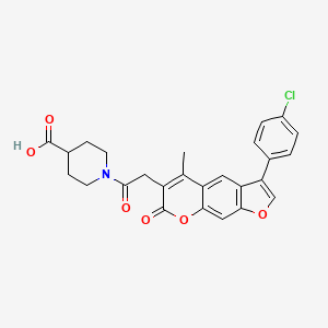 molecular formula C26H22ClNO6 B15108215 1-{[3-(4-chlorophenyl)-5-methyl-7-oxo-7H-furo[3,2-g]chromen-6-yl]acetyl}piperidine-4-carboxylic acid 