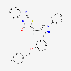 molecular formula C32H21FN4O2S B15108253 (2Z)-2-[(3-{3-[(4-fluorobenzyl)oxy]phenyl}-1-phenyl-1H-pyrazol-4-yl)methylidene][1,3]thiazolo[3,2-a]benzimidazol-3(2H)-one 