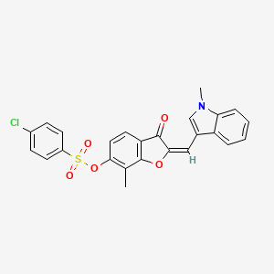 molecular formula C25H18ClNO5S B15108282 (2E)-7-methyl-2-[(1-methyl-1H-indol-3-yl)methylidene]-3-oxo-2,3-dihydro-1-benzofuran-6-yl 4-chlorobenzenesulfonate 