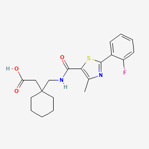 molecular formula C20H23FN2O3S B15108294 {1-[({[2-(2-Fluorophenyl)-4-methyl-1,3-thiazol-5-yl]carbonyl}amino)methyl]cyclohexyl}acetic acid 