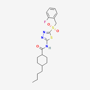 molecular formula C20H26FN3O3S2 B15108295 4-butyl-N-(5-((2-fluorobenzyl)sulfonyl)-1,3,4-thiadiazol-2-yl)cyclohexanecarboxamide 