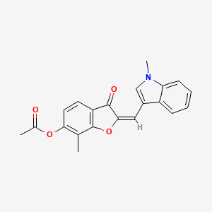 molecular formula C21H17NO4 B15108313 7-Methyl-2-[(1-methylindol-3-yl)methylene]-3-oxobenzo[3,4-b]furan-6-yl acetate 