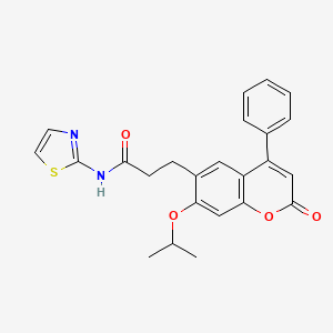 3-[2-oxo-4-phenyl-7-(propan-2-yloxy)-2H-chromen-6-yl]-N-(1,3-thiazol-2-yl)propanamide