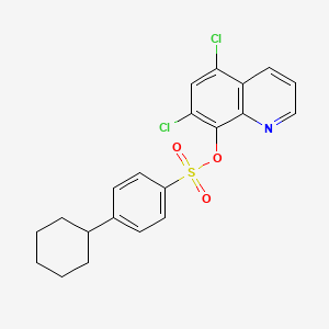 molecular formula C21H19Cl2NO3S B15108337 5,7-Dichloroquinolin-8-yl 4-cyclohexylbenzene-1-sulfonate 