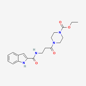 molecular formula C19H24N4O4 B15108361 ethyl 4-[N-(1H-indol-2-ylcarbonyl)-beta-alanyl]piperazine-1-carboxylate 