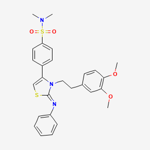 molecular formula C27H29N3O4S2 B15108417 4-[3-[2-(3,4-dimethoxyphenyl)ethyl]-2-phenylimino-1,3-thiazol-4-yl]-N,N-dimethylbenzenesulfonamide CAS No. 7026-98-4