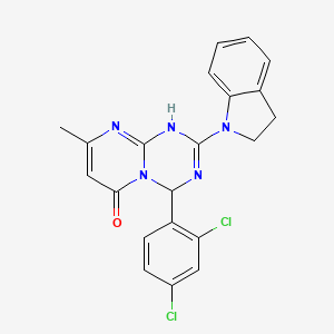 molecular formula C21H17Cl2N5O B15108447 4-(2,4-dichlorophenyl)-2-(2,3-dihydro-1H-indol-1-yl)-8-methyl-1,4-dihydro-6H-pyrimido[1,2-a][1,3,5]triazin-6-one 