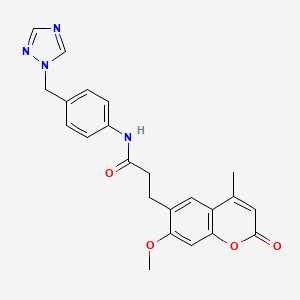 molecular formula C23H22N4O4 B15108491 3-(7-methoxy-4-methyl-2-oxo-2H-chromen-6-yl)-N-[4-(1H-1,2,4-triazol-1-ylmethyl)phenyl]propanamide 