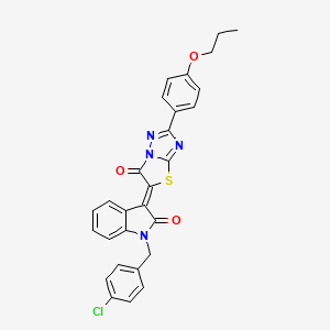 (3Z)-1-(4-chlorobenzyl)-3-[6-oxo-2-(4-propoxyphenyl)[1,3]thiazolo[3,2-b][1,2,4]triazol-5(6H)-ylidene]-1,3-dihydro-2H-indol-2-one