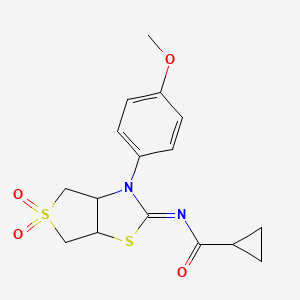 molecular formula C16H18N2O4S2 B15108533 N-[(2Z)-3-(4-methoxyphenyl)-5,5-dioxidotetrahydrothieno[3,4-d][1,3]thiazol-2(3H)-ylidene]cyclopropanecarboxamide 