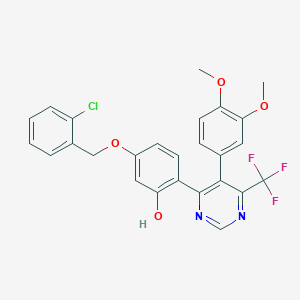 5-[(2-Chlorobenzyl)oxy]-2-[5-(3,4-dimethoxyphenyl)-6-(trifluoromethyl)pyrimidin-4-yl]phenol