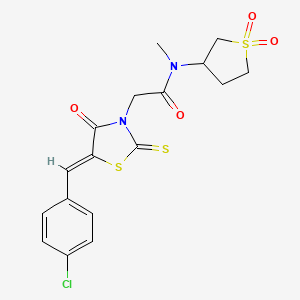 molecular formula C17H17ClN2O4S3 B15108549 2-[(5Z)-5-(4-chlorobenzylidene)-4-oxo-2-thioxo-1,3-thiazolidin-3-yl]-N-(1,1-dioxidotetrahydrothiophen-3-yl)-N-methylacetamide 