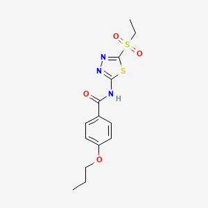 molecular formula C14H17N3O4S2 B15108578 N-(5-(ethylsulfonyl)-1,3,4-thiadiazol-2-yl)-4-propoxybenzamide 