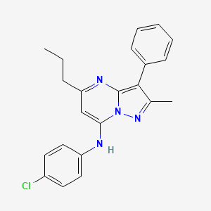 molecular formula C22H21ClN4 B15108618 N-(4-chlorophenyl)-2-methyl-3-phenyl-5-propylpyrazolo[1,5-a]pyrimidin-7-amine 