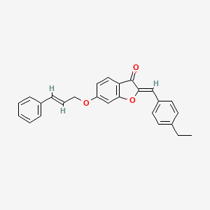 (2Z)-2-(4-ethylbenzylidene)-6-{[(2E)-3-phenylprop-2-en-1-yl]oxy}-1-benzofuran-3(2H)-one