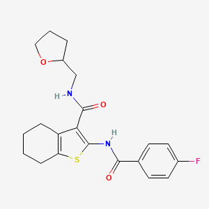 molecular formula C21H23FN2O3S B15108628 2-(4-fluorobenzamido)-N-[(oxolan-2-yl)methyl]-4,5,6,7-tetrahydro-1-benzothiophene-3-carboxamide 