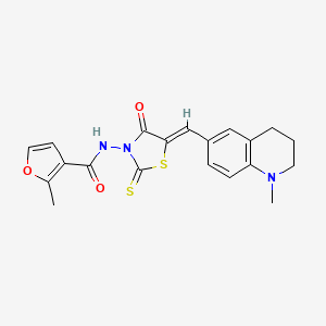 molecular formula C20H19N3O3S2 B15108637 2-methyl-N-{(5Z)-5-[(1-methyl-1,2,3,4-tetrahydroquinolin-6-yl)methylidene]-4-oxo-2-thioxo-1,3-thiazolidin-3-yl}furan-3-carboxamide 