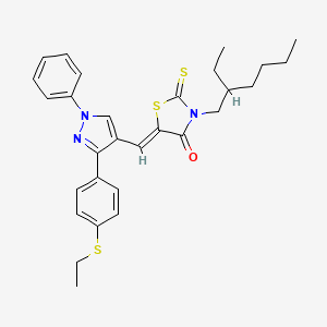 molecular formula C29H33N3OS3 B15108698 (5Z)-3-(2-ethylhexyl)-5-({3-[4-(ethylsulfanyl)phenyl]-1-phenyl-1H-pyrazol-4-yl}methylidene)-2-thioxo-1,3-thiazolidin-4-one 