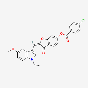 (2E)-2-[(1-ethyl-5-methoxy-1H-indol-3-yl)methylidene]-3-oxo-2,3-dihydro-1-benzofuran-6-yl 4-chlorobenzoate