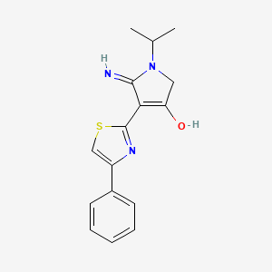 molecular formula C16H17N3OS B15108757 5-amino-1-isopropyl-4-(4-phenyl-1,3-thiazol-2-yl)-1,2-dihydro-3H-pyrrol-3-one 