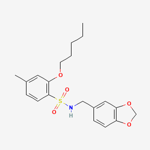 N-[(2H-1,3-benzodioxol-5-yl)methyl]-4-methyl-2-(pentyloxy)benzene-1-sulfonamide