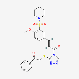 (2E)-3-[4-methoxy-3-(piperidin-1-ylsulfonyl)phenyl]-1-{3-[(2-oxo-2-phenylethyl)sulfanyl]-4H-1,2,4-triazol-4-yl}prop-2-en-1-one