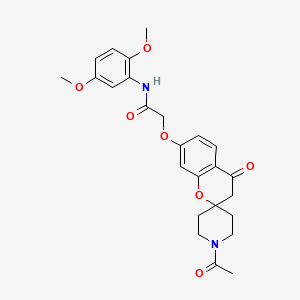 molecular formula C25H28N2O7 B15108826 2-[(1'-acetyl-4-oxo-3,4-dihydrospiro[chromene-2,4'-piperidin]-7-yl)oxy]-N-(2,5-dimethoxyphenyl)acetamide 