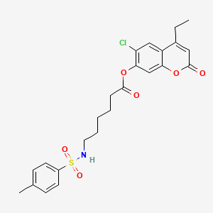 6-chloro-4-ethyl-2-oxo-2H-chromen-7-yl 6-{[(4-methylphenyl)sulfonyl]amino}hexanoate