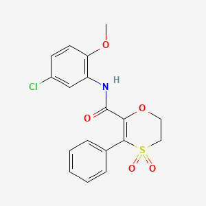 molecular formula C18H16ClNO5S B15108841 N-(5-chloro-2-methoxyphenyl)-3-phenyl-5,6-dihydro-1,4-oxathiine-2-carboxamide 4,4-dioxide 