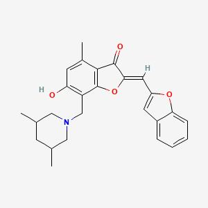 molecular formula C26H27NO4 B15108859 (2Z)-2-(1-benzofuran-2-ylmethylidene)-7-[(3,5-dimethylpiperidin-1-yl)methyl]-6-hydroxy-4-methyl-1-benzofuran-3(2H)-one 