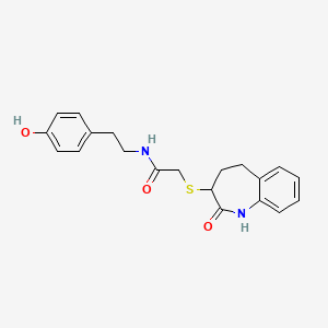 molecular formula C20H22N2O3S B15108887 2-[(2-hydroxy-4,5-dihydro-3H-1-benzazepin-3-yl)sulfanyl]-N-[2-(4-hydroxyphenyl)ethyl]acetamide 