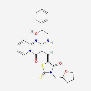 2-[(2-hydroxy-2-phenylethyl)amino]-3-{(Z)-[4-oxo-3-(tetrahydrofuran-2-ylmethyl)-2-thioxo-1,3-thiazolidin-5-ylidene]methyl}-4H-pyrido[1,2-a]pyrimidin-4-one