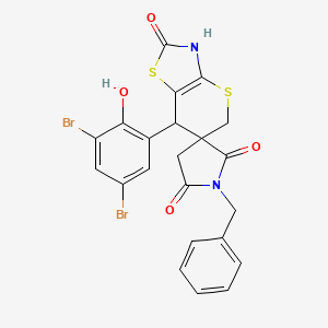 molecular formula C22H16Br2N2O4S2 B15108934 Spiro[pyrrolidine-3,6'(5'H)-[2H]thiopyrano[2,3-d]thiazole]-2,2',5-trione, 7'-(3,5-dibromo-2-hydroxyphenyl)-3',7'-dihydro-1-(phenylmethyl)- CAS No. 1018166-14-7