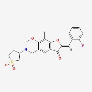 molecular formula C22H20FNO5S B15108936 (7Z)-3-(1,1-dioxidotetrahydrothiophen-3-yl)-7-(2-fluorobenzylidene)-9-methyl-3,4-dihydro-2H-furo[3,2-g][1,3]benzoxazin-6(7H)-one 