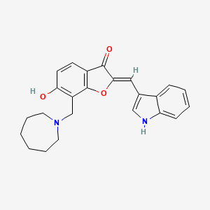 molecular formula C24H24N2O3 B15108954 (2Z)-7-(azepan-1-ylmethyl)-6-hydroxy-2-(1H-indol-3-ylmethylidene)-1-benzofuran-3(2H)-one 