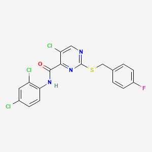 5-chloro-N-(2,4-dichlorophenyl)-2-[(4-fluorobenzyl)sulfanyl]pyrimidine-4-carboxamide