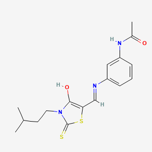 N-[3-({(E)-[3-(3-methylbutyl)-4-oxo-2-thioxo-1,3-thiazolidin-5-ylidene]methyl}amino)phenyl]acetamide