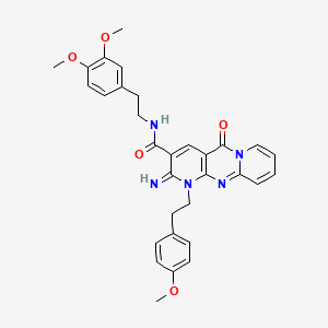 molecular formula C31H31N5O5 B15109016 N-[2-(3,4-dimethoxyphenyl)ethyl]-6-imino-7-[2-(4-methoxyphenyl)ethyl]-2-oxo-1,7,9-triazatricyclo[8.4.0.03,8]tetradeca-3(8),4,9,11,13-pentaene-5-carboxamide 